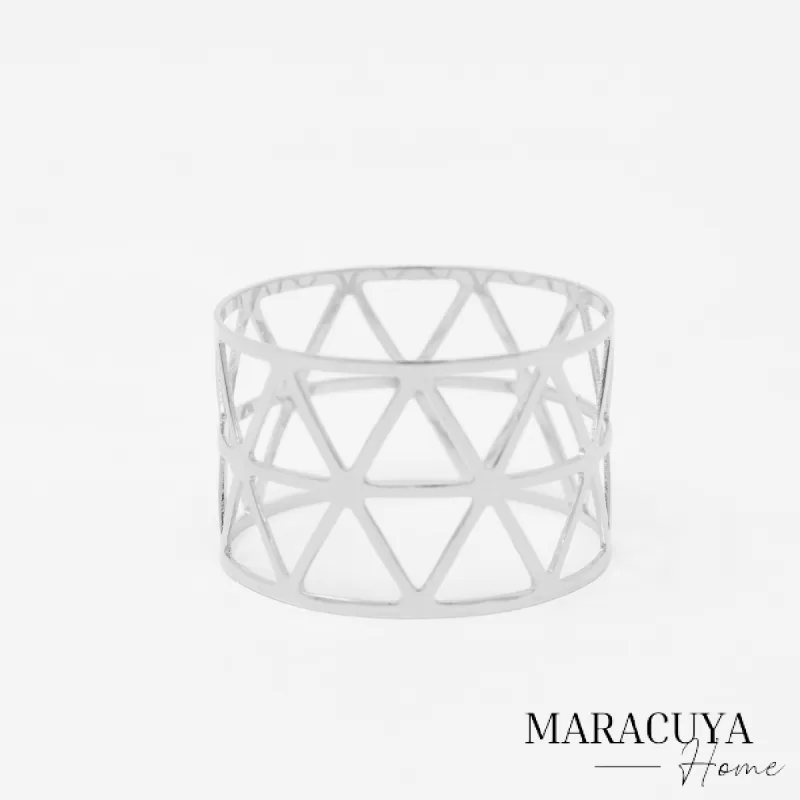 ANILLOS PARA SERVILLETA TRIANGULOS PLATA - Imagen 2