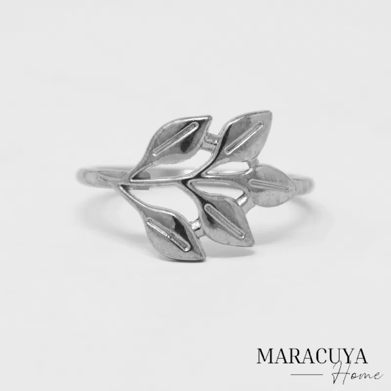 ANILLOS PARA SERVILLETA HOJAS PLATA - Imagen 2