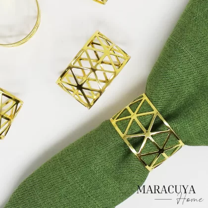 ANILLOS PARA SERVILLETA TRIANGULOS ORO