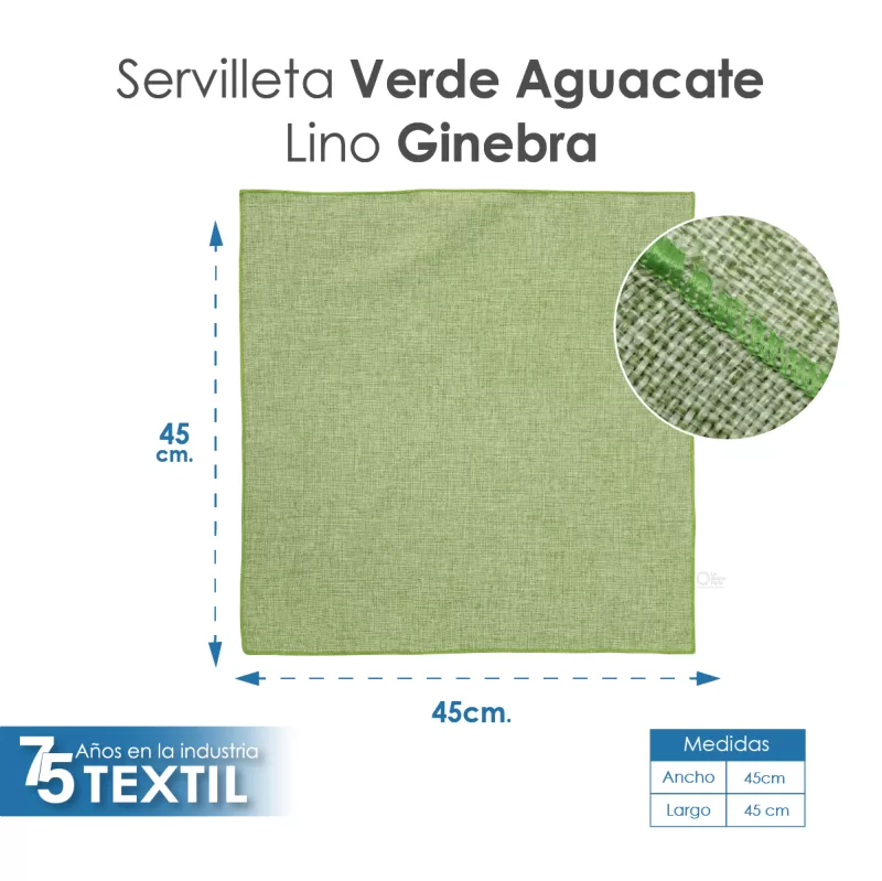 Servilleta Lino Ginebra Verde Aguacate - Imagen 2