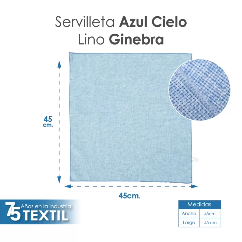 Servilleta Lino Ginebra Azul Cielo - Imagen 2