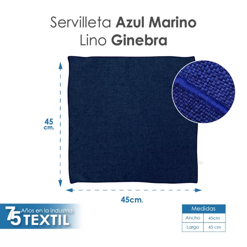 Servilleta Lino Ginebra Azul Marino - Imagen 2