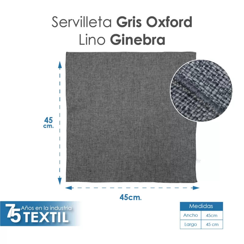 Servilleta Lino Ginebra Gris Oxford - Imagen 2