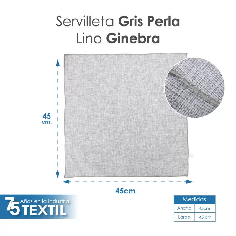 Servilleta Lino Ginebra Gris Perla - Imagen 2