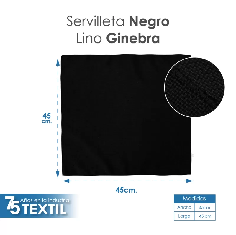 Servilleta Lino Ginebra Negro - Imagen 2