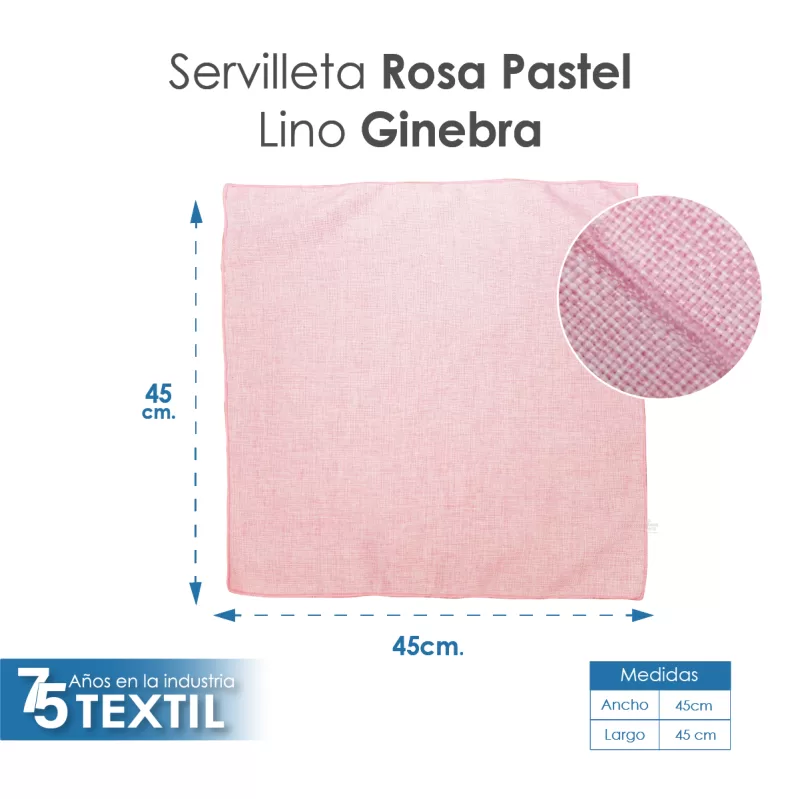 Servilleta Lino Ginebra Rosa Pastel - Imagen 2