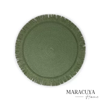 MANTEL REDONDO TEJIDO VERDE OLIVO