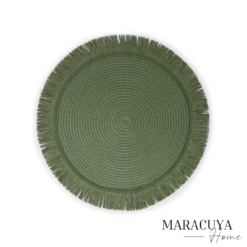 MANTEL REDONDO TEJIDO VERDE OLIVO
